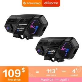 2 шт., Fodsports M1-S Pro, мотоциклетный шлем, домофон, bluetooth-гарнитура, 8 райдеров, 2000 м, водонепроницаемый, беспроводной, BT 5,0, домофон