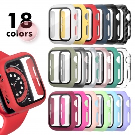 Стекло + матовый чехол для часов Apple Watch, чехол 45 мм, 41 мм, 44 мм, 40 мм, 42 мм, 38 мм, бампер + защита экрана для Iwatch SE 7, 6, 5, 4, 3, 2, 1