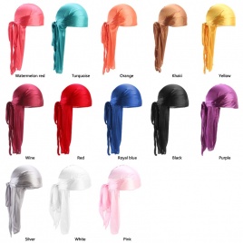 Мужские шелковистые банданы Durags, тюрбан, парики, мужские атласные Durag, байкерские головные уборы, повязка на голову, аксессуары для волос, удлиненный хвост Du-Rag