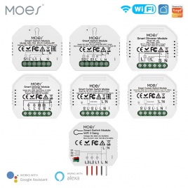 Mini WiFi Smart Light Dimmer Module / Switch Module Smart Life Tuya Пульт дистанционного управления Работа с Alexa Google Home 1/2 Way 1/2 Gang