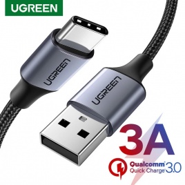 Ugreen 3A USB Type C Кабель для Xiaomi Poco X3 Pro Samsung S21 S20 Быстрая зарядка 3.0 USB C Кабель Быстрая зарядка Зарядное устройство для телефона