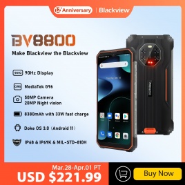 [Мировая премьера] BLACKVIEW BV8800 Прочный смартфон, дисплей 90 Гц, 8 ГБ + 128 ГБ, Helio G96, 8380 мАч, мобильный телефон, глобальная версия