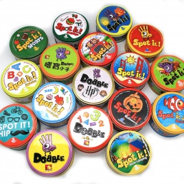 Животные Jr Dobble Карточная игра HP Style Toy Iron Box Sport Go Camping Hip Детские настольные игры Подарок Алфавит Праздники Английский