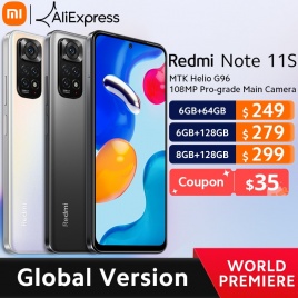 【Мировая премьера】Глобальная версия телефона Xiaomi Redmi Note 11S, 64/128 ГБ, Helio G96, 6,43 дюйма, 90 Гц, дисплей, 33 Вт, профессиональная зарядка, камера 108 МП