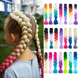Miss Rola Synthetic 24Inch 100G Wholesale Single Ombre Color Glowing Hair Extension Twist Jumbo Braids Kanekalon Hair For Women