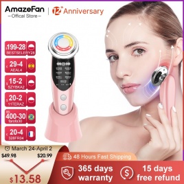 AmazeFan 7in1 Массажер для лица RF Микротоковая мезотерапия Электропорация LED Средство для омоложения кожи Подтяжка морщин Красота