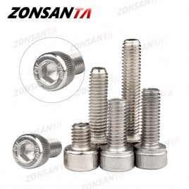 Болт с шестигранной головкой ZONSANTA M1.4 M1.6 M2 M2.5 M3 M4 M5 M6 M8 304 нержавеющая сталь DIN912 Винт с внутренним шестигранником