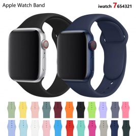 Силиконовый ремешок для Apple Watch Band 7 41 мм/45 мм серии 6 SE 5 4 42 мм/44 мм резиновый браслет iWatch 3 2 1 38/40 мм смарт-браслет