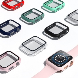 Чехол для часов + закаленное стекло для корпуса Apple Watch 45 мм 41 мм 44 мм 40 мм 42 мм 38 мм, бампер + защитная пленка для экрана для Iwatch 7 SE 6 5 4 3 2