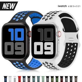 Силиконовый ремешок для Apple Watch Band 44 мм 40 мм 42 мм 38 мм 44 мм ремешок для часов Дышащий браслет Apple watch 6 Ремешок iWatch 7 5 4 se