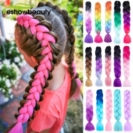 Выражение волос Jumbo Braid для вязания крючком Box Braids Синтетические наращивание волос оптом Предварительно растянутые Yaki Kanekalon Ombre Colored
