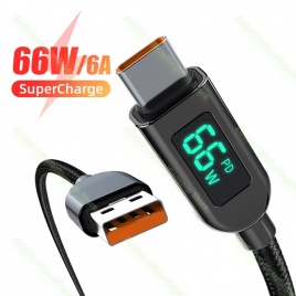 Дисплей питания USB-кабель типа C 6A для Huawei 5A Зарядное устройство для быстрой зарядки USBC USB-C Кабель для передачи данных Тип-C Провод для Xiaomi Samsung 1/2 м