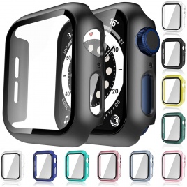 Стекло + чехол для Apple Watch серии 7 6 5 4 3 2 1 SE 45 мм 41 мм чехол для iWatch 44 мм 40 мм 38 мм 42 мм бампер защита экрана + чехол для часов