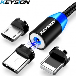 KEYSION LED Магнитный USB-кабель Быстрая зарядка Кабель типа C Магнитное зарядное устройство Зарядка данных Кабель Micro USB Кабель для мобильного телефона USB-шнур