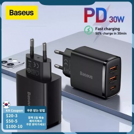 Зарядное устройство Baseus USB Type C 30 Вт Портативное зарядное устройство USB C для iPhone 13 12 Pro Max Поддержка быстрой зарядки типа C PD для Samsung Xiaomi