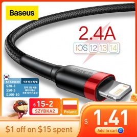 USB-кабель Baseus для iPhone 13 12 11 Pro Max Xs X 8 Plus Кабель 2.4A Кабель для быстрой зарядки для iPhone Зарядный кабель USB-кабель для передачи данных