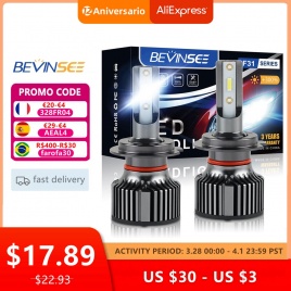 Bevinsee H7 H4 H1 H11 светодиодные лампы 12 В 24 В H3 ​​H8 HB4 9006 HB3 9005 9012 автомобильные светодиодные фары 6000 К 8000 К 50 Вт авто фары F31B