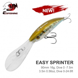 ESFISHING Новое качество Minnow 90 мм 16 г Easy Sprinter Dive 0-7,5 м сверхтяжелая система дальнего заброса Hard Bait Professional Wobbler