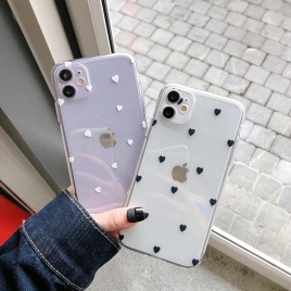Чехол для телефона для iPhone 13 12 11 6 6s 7 8 Plus X XR 11Pro XS Max, прозрачный милый мультяшный чехол с сердечком любви, мягкий чехол из ТПУ для iPhone 12