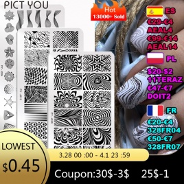 PICT YOU Geometry Nail Stamping Plates Lines Animal Fruit Theme Template Plate Mold Nail Art Stencil Tools