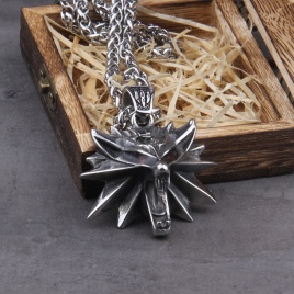 Нержавеющая сталь TheWitcher Jewelry Wizard 3 Wild Hunt Game кулон ожерелье Геральт ожерелье с головой волка с деревянной коробкой