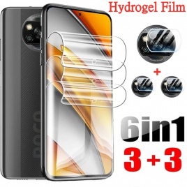 Гидрогелевая пленка 6-в-1 для Xiaomi Poco X3 Pro F3 M3 GT, защитные пленки для экрана Redmi Note 10 9 Pro 10s 9T 9S 8T 5G, пленка для объектива камеры