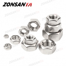 ZONSANTA Метрическая шестигранная гайка из нержавеющей стали 304 DIN934 M1 M1.2 M1.4 M1.6 M2 M2.5 M3 M4 M5 M6 M8 M10 M12 M16 M20 Винтовые гайки