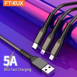 3 в 1 Быстрый USB-кабель для зарядного устройства для iPhone 12 11 Зарядный кабель Micro USB Type-C Зарядное устройство для телефона Проводной кабель для Xiaomi Huawei Samsung