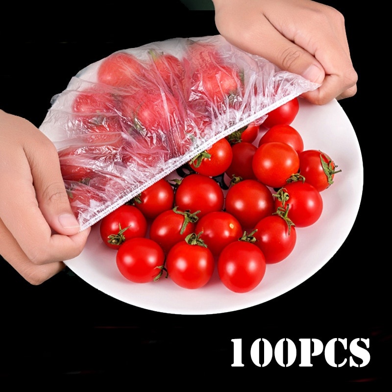 50/100 шт одноразовые крышки для пищевых продуктов пластиковая упаковка эластичные крышки для пищевых продуктов для фруктовых мисок чашки колпачки для хранения кухонная сумка для сохранения свежести фото 1