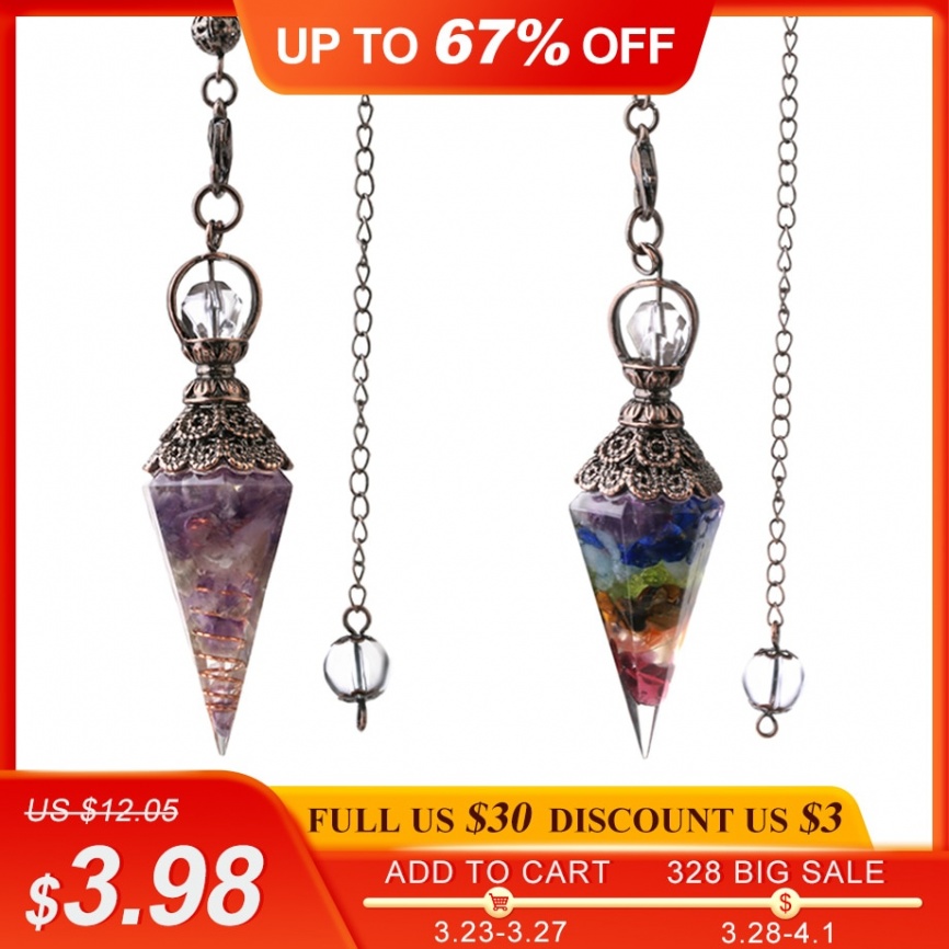 CSJA 7 Chakra Healing Crystals Pendulum для Dowsing Divination Quartz Natural Stone Pendulums Antique Reiki Pendant Pendulo G854 фото 1
