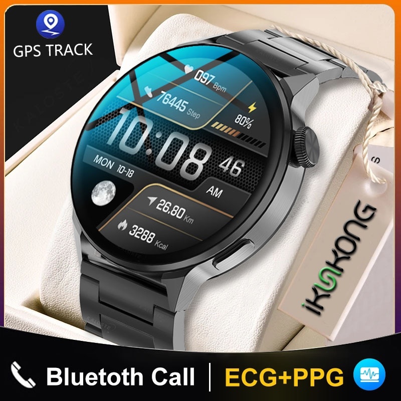 Новый 390 * 390 HD Экран NFC Смарт-часы Мужчины Bluetooth Звонок Спорт GPS Трек Часы Пользовательский Циферблат Пульс ЭКГ PPG SmartWatch Для Мужчин фото 1