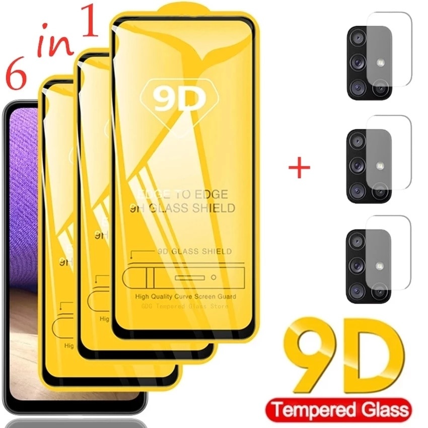 Закаленное стекло 9D для Samsung Galaxy A51 A52 A71 A21S A72 A32 Защитные пленки для объектива Samsung S21 Plus A50 S22 M31 A12 S20 FE фото 1