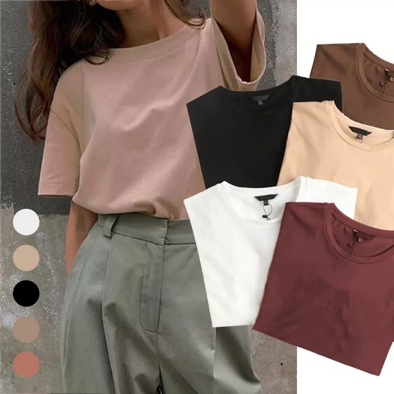 Футболка женская Harajuku Basic Oversized T-shirt Solid Повседневная свободная футболка Harajuku Корейский с круглым вырезом Новые летние женские топы Футболка фото 1