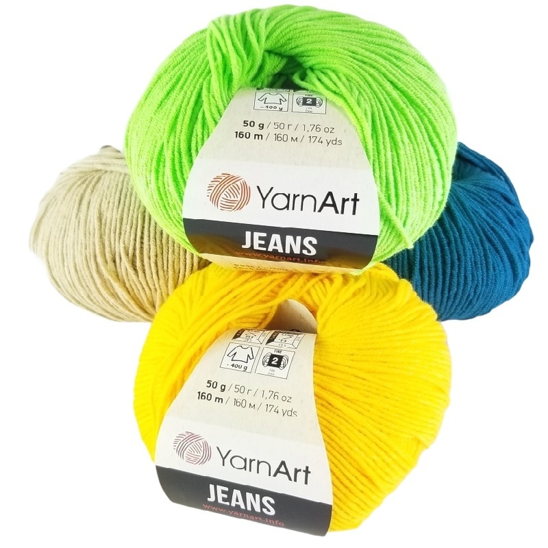 Yarnart Jeans Пряжа %55 Хлопок - %45 PolyAcr 50гр-160м Кардиган Свитер Шаль Блузка Домашний текстиль Амигуруми Вязание крючком фото 1