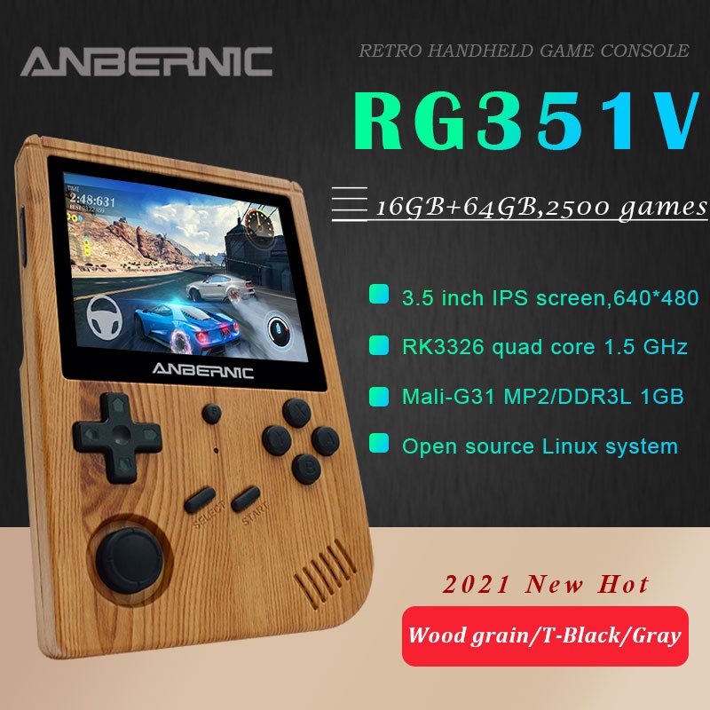 ANBERNIC Новый RG351V ретро-игры встроенный 16G RK3326 с открытым исходным кодом 3,5 дюйма 640*480 портативная игровая консоль эмулятор для PS1 подарок для детей фото 1