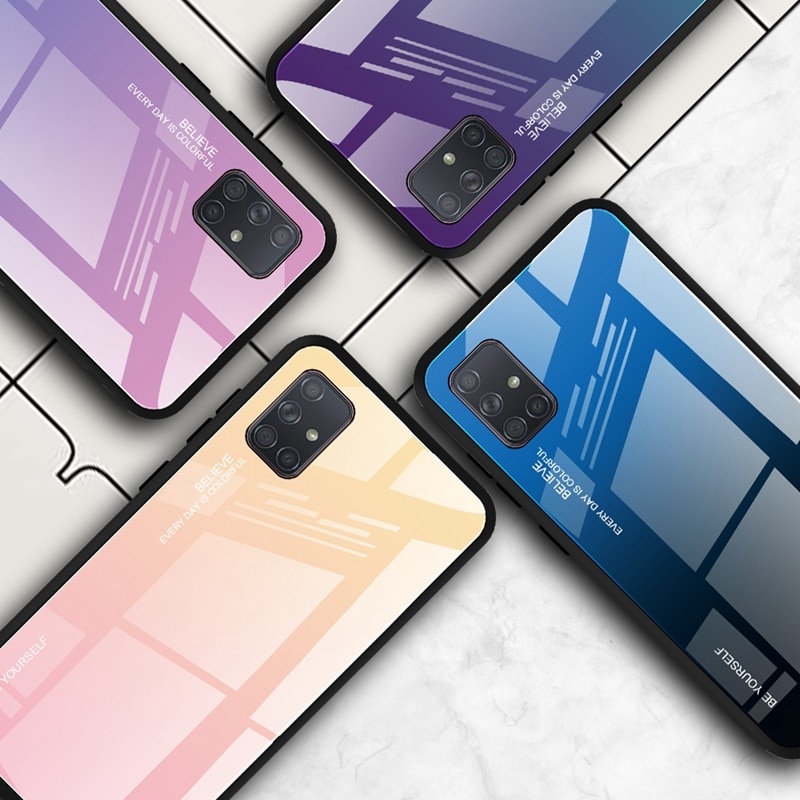 Чехол для Samsung Galaxy A51 A71, чехол Luxuey с мягкой рамкой, задние крышки для Samsung Galaxy A81 A91, чехол из закаленного стекла с постепенным изменением фото 1