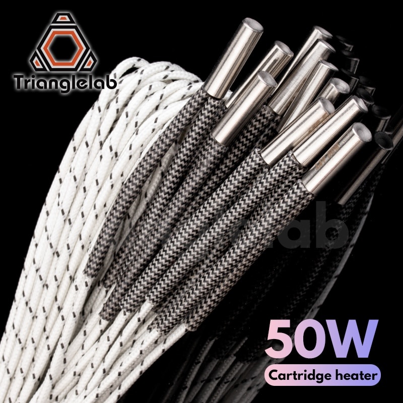 3D-принтер Trianglelab 6*20 мм 12 В/24 В 50 Вт нагревательный картридж с кабелем 100 см для 3D-принтера для V6 HOTEND Volcano MK8 MK9 фото 1