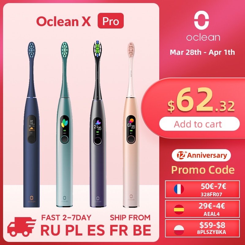 Глобальная версия Oclean X Pro Sonic Электрическая зубная щетка Sonic Oclean Зубная щетка IPX7 Приложение для быстрой зарядки Connect Touch Screen Brush фото 1