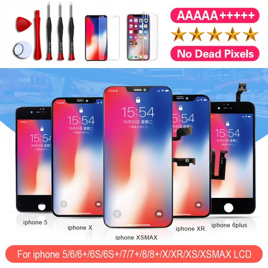 ЖК-дисплей AAA+++ для iPhone 5S 6 7 8 6S Plus X XR XS MAX OLED 11 Pro TFT с заменой 3D-сенсорного экрана Без битых пикселей фото 1