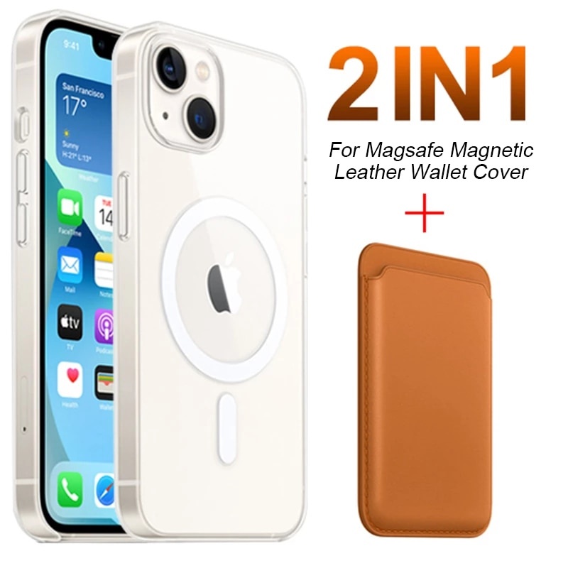 Для Magsafe магнитный чехол для беспроводной зарядки iPhone 11 13 12 Pro MAX mini XR XS магнитный держатель для карт кошелек противоударный чехол фото 1