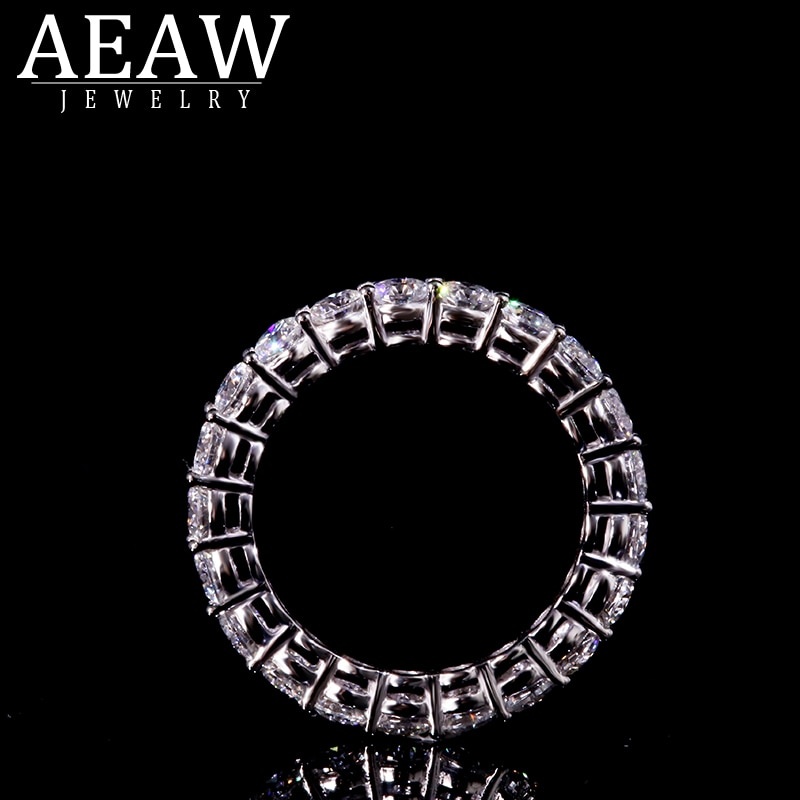 AEAW твердое серебро 925 роскошь 3 мм 0,1 карат татол 2ctw-3ctw обручальное кольцо обручальное муассанит полный энтернити бриллиантовое кольцо для женщин фото 1