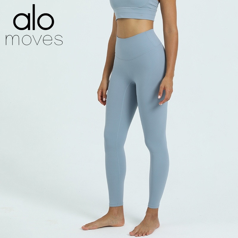 Alo Yoga Yoga Pants Naked Sense Skin-friendly No Embrassed Line High Waist Elastic Belly In Peach Buttock Fitness Leggings / 40 фото 1