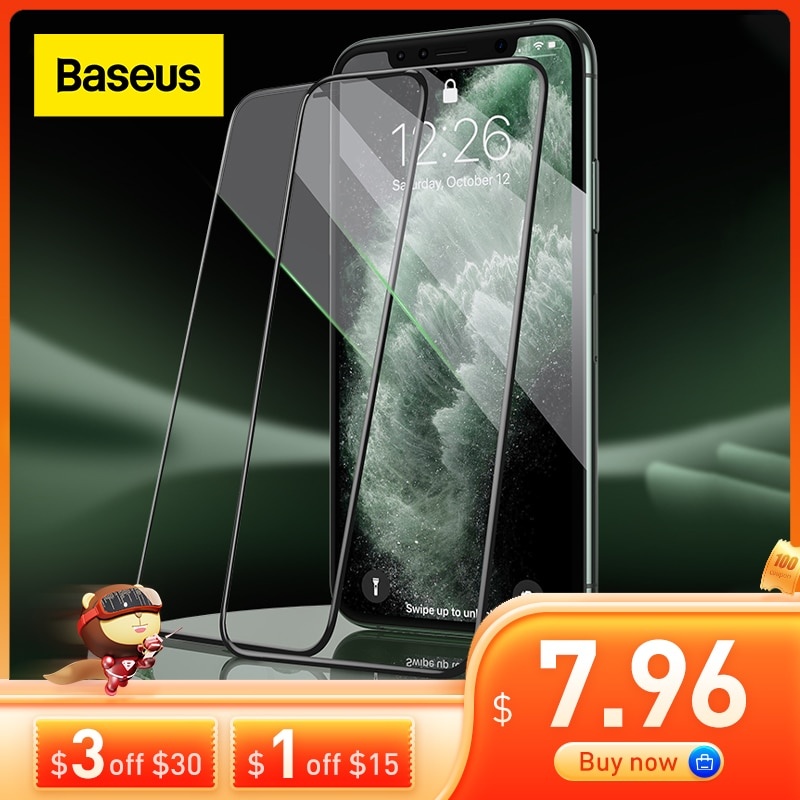 Закаленное стекло Baseus для iPhone 13 12 11 Pro Max, защита экрана для iPhone X, закаленное стекло, полное покрытие, защитная пленка для экрана, стекло фото 1