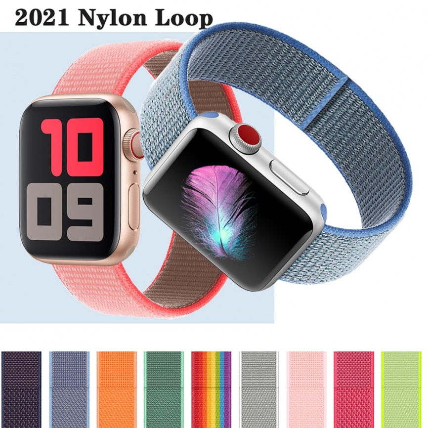 Нейлоновый ремешок-петля для Apple Watch, ремешок 40 мм, 44 мм, 42 мм, 38 мм, ремень для умных часов, поясной ремень, браслет iWatch Series 4, 5 SE, 7, 6, 41/45 мм фото 1