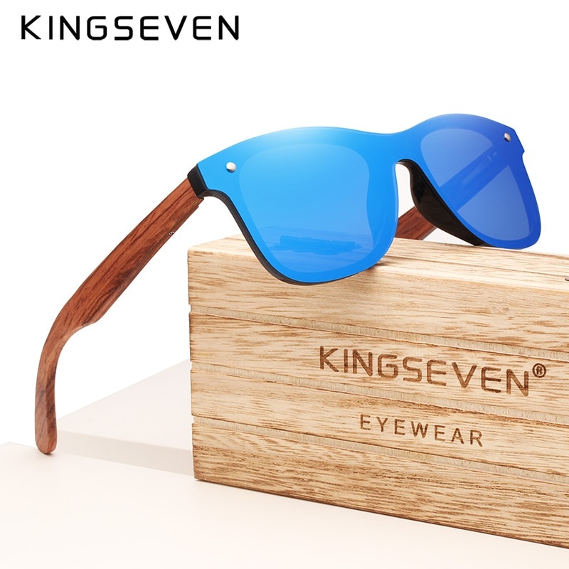 KINGSEVEN брендовые деревянные винтажные солнцезащитные очки мужские поляризованные UV400 плоские линзы без оправы квадратная оправа женские солнцезащитные очки Oculos Gafas фото 1