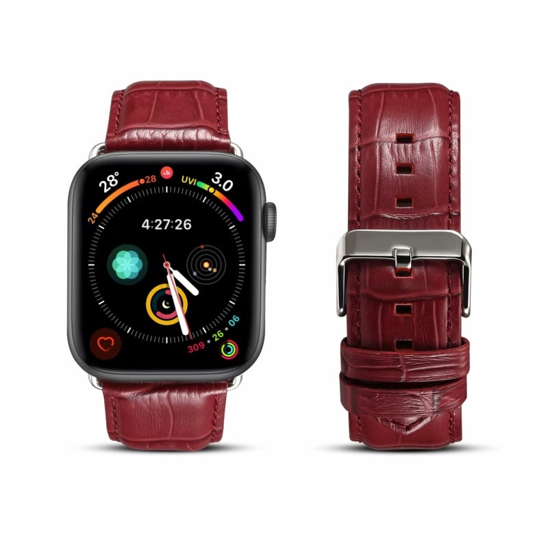 Fran-19xn Роскошный кожаный ремешок с крокодиловым узором и одной петлей Apple Watch 6 5 4 3 первый слой кожаный ремешок 38 мм 40 мм 42 мм 44 мм фото 1