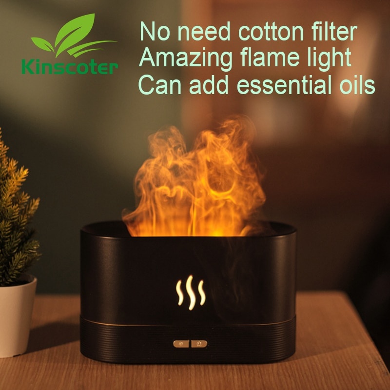 Kinscoter Aroma Diffuser Увлажнитель воздуха Ультразвуковой генератор прохладного тумана Fogger Led Эфирное масло Лампа пламени Difusor фото 1